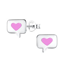 Silver Heart Stud Earrings - 21411