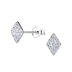 Silver Diamond Shaped Stud Earrings - 21387