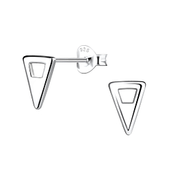 Silver Triangle Stud Earrings - 21425