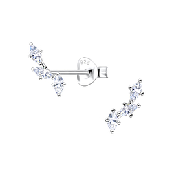 Silver Geometric Stud Earrings - 21426