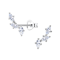 Silver Geometric Stud Earrings - 21427