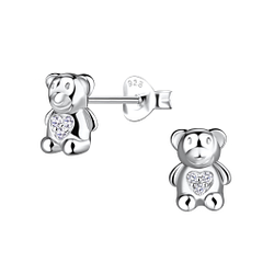Silver Bear Stud Earrings - 21292