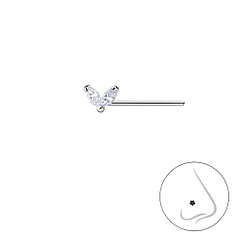 Silver Heart Nose Stud - 21297