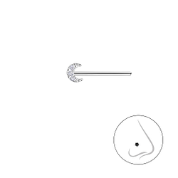 Silver Moon Nose Stud - 21300