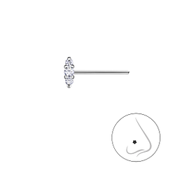 Silver Marquise Stones Nose Stud - 21302