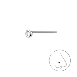 Silver Single Stone Nose Stud - Wholesale - 21430