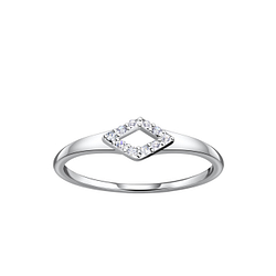 Silver Diamond Shaped Ring - 21436