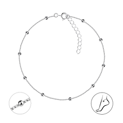 25cm Silver Satellite Anklet with Extension - 21444