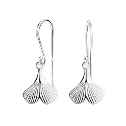 Silver Ginkgo Leaf Earrings - 21555