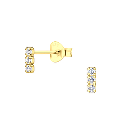 Silver Bar Stud Earrings - 21560