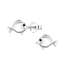 Silver Fish Stud Earrings - 21532