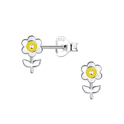 Silver Flower Stud Earrings - 21534