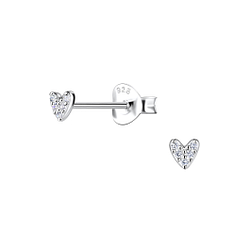 Silver Heart Stud Earrings - Wholesale - 21520