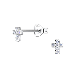 Silver Cross Stud Earrings - 21521