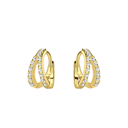 Silver Double Line Huggie Earrings - 20722