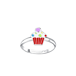 Silver Cupcake Adjustable Ring - 20198
