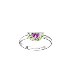 Silver Watermelon Adjustable Ring - 20249