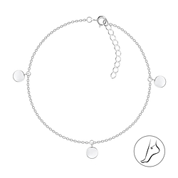 25cm Silver Round Anklet - 21604
