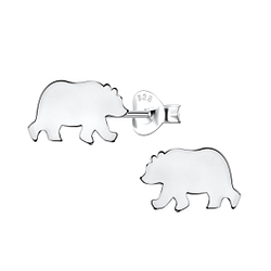 Silver Bear Stud Earrings - 21669
