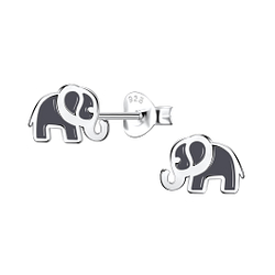Silver Elephant Stud Earrings - 21570