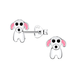 Silver Dog Stud Earrings - 21644