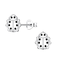 Silver Ladybug Stud Earrings - 21646