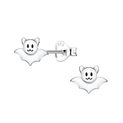 Silver Bat Stud Earrings - 21647