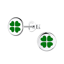 Silver Clover Stud Earrings - 21666