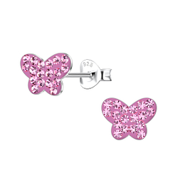 Silver Butterfly Stud Earrings - 21571