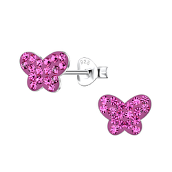 Silver Butterfly Stud Earrings - 21571