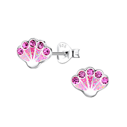 Silver Shell Stud Earrings - 21668