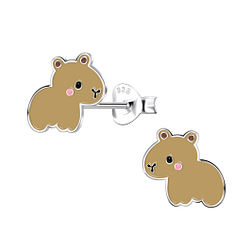 Silver Capybara Stud Earrings - 21664