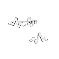 Silver Heartbeat Stud Earrings - 21609