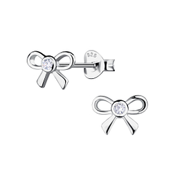 Silver Bow Stud Earrings - 21636 Silver Bow Stud Earrings - 21636