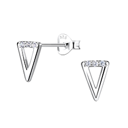 Silver Triangle Stud Earrings - 21658