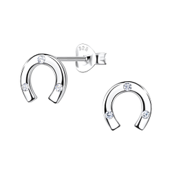 Silver Horseshoe Stud Earrings - 21680