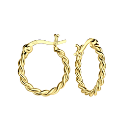 16mm Silver Twisted French Lock Hoop Earrings - 21562