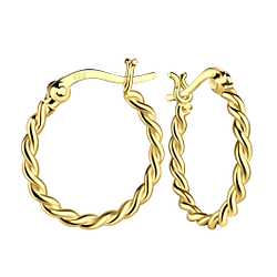 18mm Silver Twisted French Lock Hoop Earrings - 21601 18mm Silver Twisted French Lock Hoop Earrings - 21601