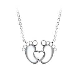 Silver Foot Print Necklace - 21674