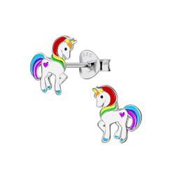 Silver Unicorn Stud Earrings - 21721