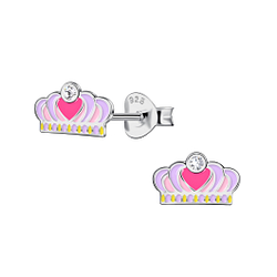 Silver Crown Stud Earrings - 21740