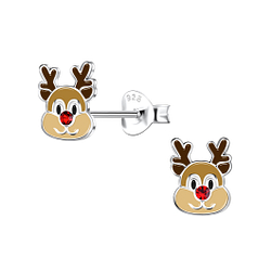 Silver Reindeer Stud Earrings - 21767