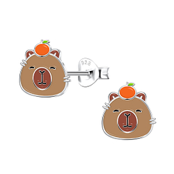 Silver Capybara Stud Earrings - 21684