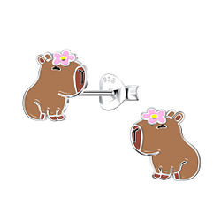 Silver Capybara Stud Earrings - 21681