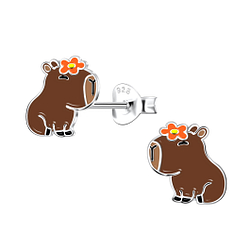 Silver Capybara Stud Earrings - 21682 Silver Capybara Stud Earrings - 21682