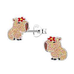 Silver Capybara Stud Earrings - 21683 Silver Capybara Stud Earrings - 21683