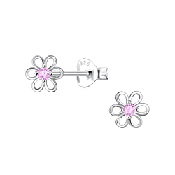 Silver Flower Stud Earrings - 21762