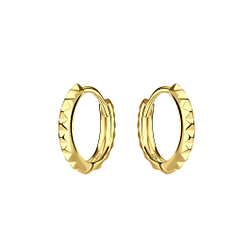Silver Patterned Huggie Earrings - 21768