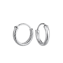 12mm Silver Patterned Hoop Earrings - 21696