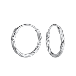 14mm Silver Twisted Hoop Earrings - 21690